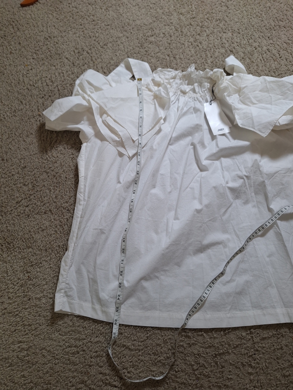JNBY White Ruffle Statement Sleeve Cotton Blouse Top NWT - Picture 8 of 8